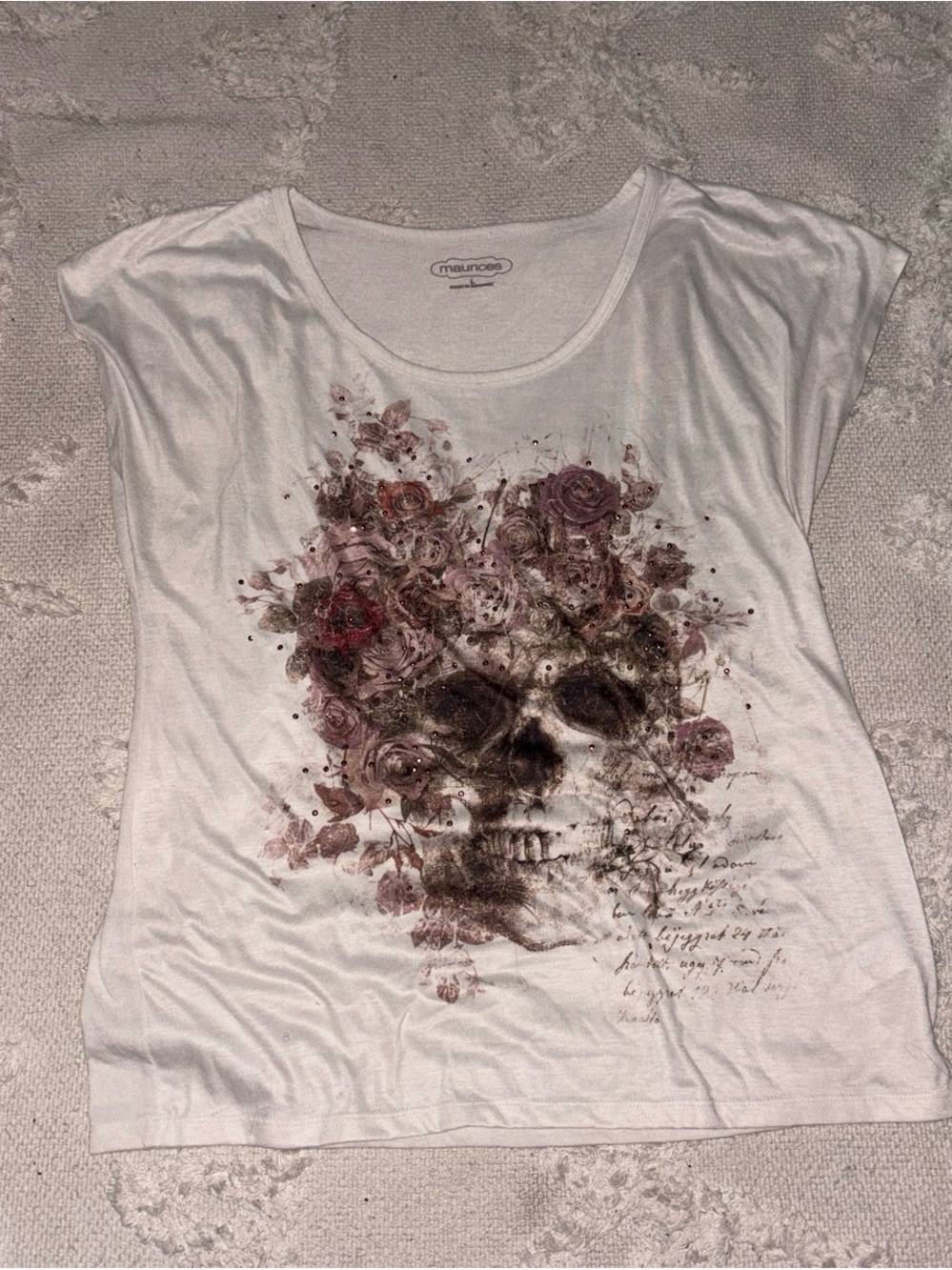 Maurices White Tee with Floral Skull Graphic